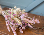 Droogboeket klein naturel met rose