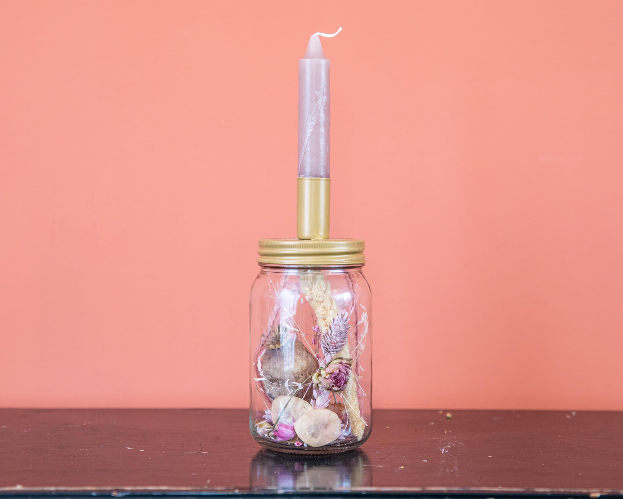 Kaarspot Goud incl. kaars Rose