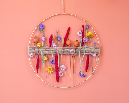 Droogbloem cirkel hanger Goud 40 cm  Colors